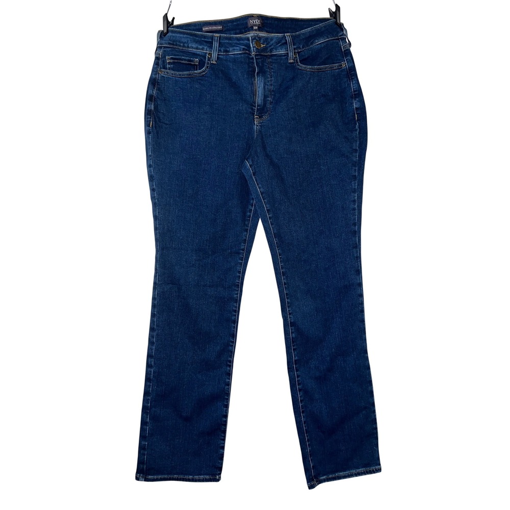 NYDJ Marilyn Straight Leg Jeans Womens 16W Dark Wash Blue Denim High Rise Pants